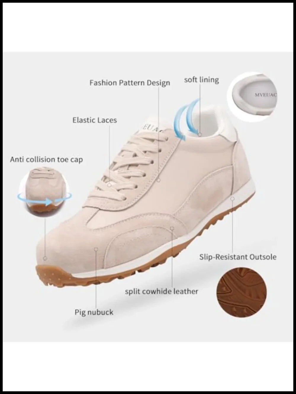 Retro Lace-Up Fashion Sneakers with Suede Leather Patchwork, Non-Slip Gum Sole
